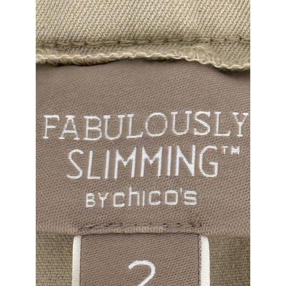 Chicos Fabulously Slimming Ankle Pants Tan Khaki Pull On Stretch Sz 2 (L) - Picture 9 of 12